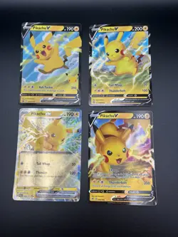 Pokemon Pikachu (4) Card lot- Pikachu v and Pikachu Ex - Image 1