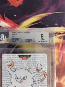 Pokemon Card Red Monsters collection Carddass 1996 Japanese BGS Beckett 9 Mankey - Image 4