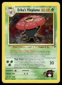 Pokemon Cards Erika's Vileplume 5/132 Gym Heroes Holo Rare LP *3 - Image 1