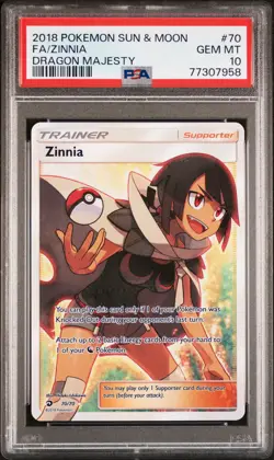 2018 POKEMON SUN & MOON DRAGON MAJESTY #70 FA/ZINNIA PSA 10 - Image 1