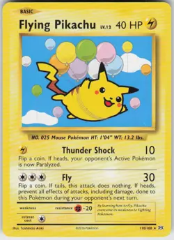 FLYING PIKACHU 110/108 EVOLUTIONS POKEMON SECRET RARE LP - Image 1
