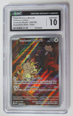 2025 Pokemon Destined Rivals Team Rocket's Meowth 203/182 CGC 10 - Image 1