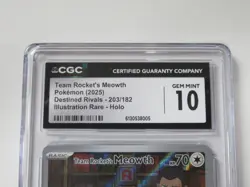 2025 Pokemon Destined Rivals Team Rocket's Meowth 203/182 CGC 10 - Image 2