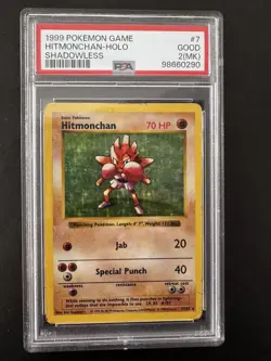 Pokemon TCG - Hitmonchan 7/102 - Shadowless - Base Set - Holo Rare - 1999 WOTC - Image 1
