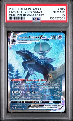 Pokemon Shadow Rider Calyrex VMAX 205/198 Full Art Chilling Reign PSA 10 - Image 1
