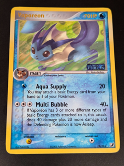 Pokemon Vaporeon 19/115 Reverse Holo Rare EX Unseen Forces 2005 STAMPED NM - Image 1