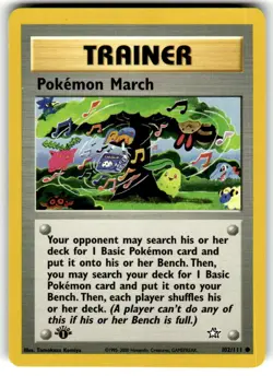 POKEMON MARCH 102/111 1ST EDITION TRAINER NEO GENESIS TOMOKAZU KOMIYA NM - Image 1