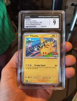 Pokemon TCG Black Star Promo Pikachu #190 2024 World Championships CGC Grade 9 - Image 1