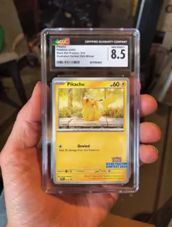 Pokemon SVP Pikachu TCG Illustration Contest 2024 Black Star Promo 214 CGC 8.5 - Image 1
