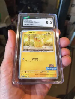 Pokemon SVP Pikachu TCG Illustration Contest 2024 Black Star Promo 214 CGC 8.5 - Image 3