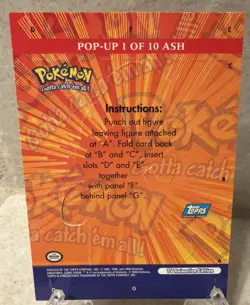 Ash Ketchum - Series 3 Rare Pop-up Pokemon Topps 2000 1 of 10 - Image 2