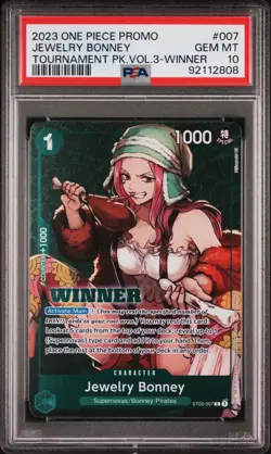 2023 ONE PIECE PROMOS TOURNAMENT PK. VOL.3 WINNER #007 JEWELRY BONNEY PSA 10 - Image 1