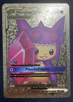 Gold - Pikachu Mega Sableye - Pokemon - Fan Art Card - Image 1