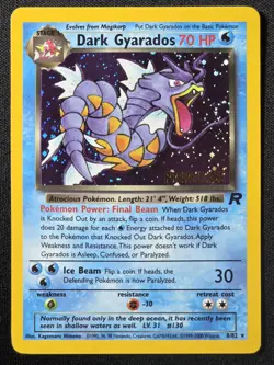 [LP]👍SWIRL👍GYARADOS Pokemon Card - WOTC Team Rocket - 8/82 - HOLO PRERELEASE - Image 1