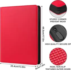 16-Pocket Trading Card Binder Holds 1000+ MTG TCG Game Sport Cards Red - Image 5