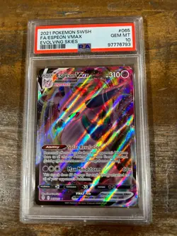 Pokemon 2021 Evolving Skies Full Art ESPEON Vmax #065 PSA 10 Gem Mint RARE - Image 1