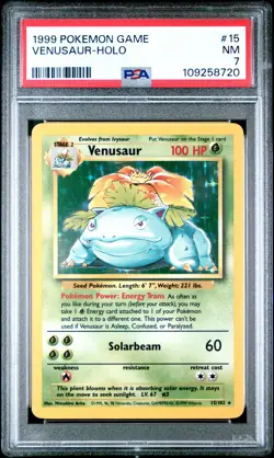 1999 POKEMON GAME BASE SET #15 VENUSAUR-HOLO PSA 7 - Image 1