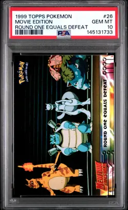 1999 TOPPS POKEMON THE MOVIE EDT ROUND ONE EQUALS DEFEAT MOVIE EDITION PSA 10 - Image 1