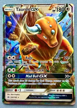Tauros GX Holo Pokemon SM Base Set 100/149 NM - Image 1