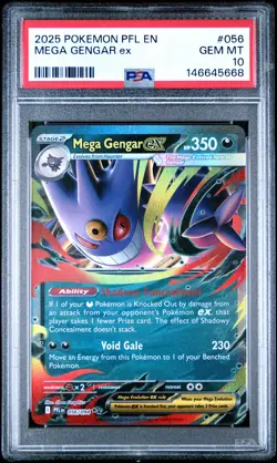 2025 POKEMON PFL EN-PHANTASMAL FLAMES #056 MEGA GENGAR EX PSA 10 - Image 1