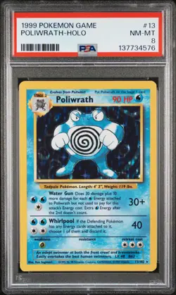1999 POKEMON GAME BASE SET #13 POLIWRATH-HOLO PSA 8 - Image 1