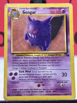 Gengar 20/62 Fossil Rare Regular 1999 WOTC Pokemon TCG HP - Image 3