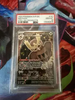 2024 Pokemon SVP Noctowl #141 PSA 10 Gem Mint – Stellar Crown ETB Promo Holo - Image 1