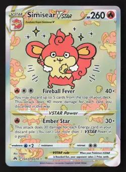 Simisear VSTAR Ultra Rare Holo CRZ:GG GG37/GG70 NM Pokemon TCG - Image 1