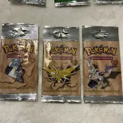 Pokemon Fossil Booster Packs EMPTY 3 Pack Lapras Zapdos Aerodactyl - Image 1