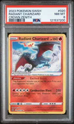 2023 Pokemon Radiant Charizard - Sword And Shield Crown Zenith #020 PSA 9 NM-MT - Image 1