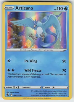 Articuno Holo Rare SWSH12: Silver Tempest 036/195 Pokemon - Image 1