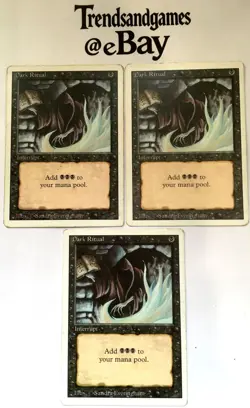3x DARK RITUAL - PLAYSET - REVISED - MAGIC THE GATHERING MTG - Messe Noire - EXC - Image 1
