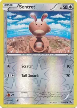 Sentret 81/106 Reverse Holo | Flashfire | Pokemon Card - Image 1
