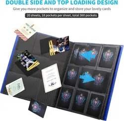360 Card Pocket Binder with Elastic 9 Pocket Trading Cards Album Folder Blue USA - Image 5