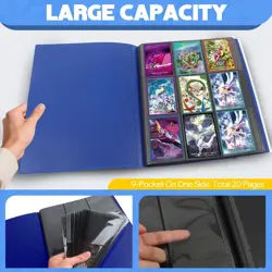 360 Card Pocket Binder with Elastic 9 Pocket Trading Cards Album Folder Blue US - Image 3