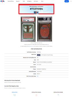 1993 MtG Magic the Gathering Unlimited Ironroot Treefolk PSA 9 *Only 7 Higher* - Image 3