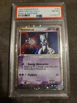 2003 POKEMON EX RUBY & SAPPHIRE #101 MEWTWO EX-HOLO RUBY & SAPPHIRE PSA 8 - Image 1