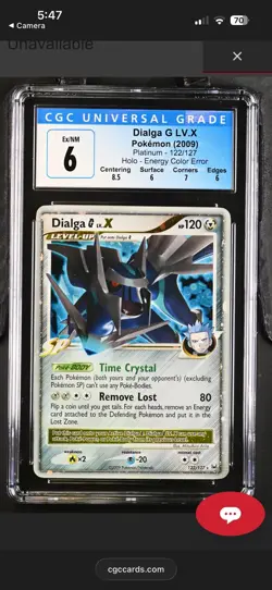 2009 Pokemon Platinum Dialga G LV X Holo #122/127 CGC 6 HTF *ERROR CARD* - Image 1