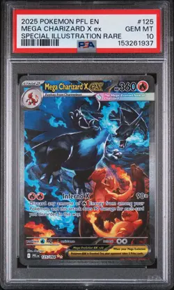 2025 POKEMON PFL EN-PHANTASMAL FLAMES #125 MEGA CHARIZARD X EX PSA 10 - Image 1