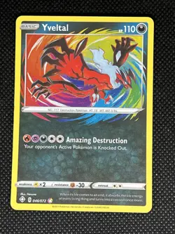 Pokemon Yveltal Amazing Rare Holo 046/072 Shining Fates 2021 110 HP Amazing Des… - Image 1