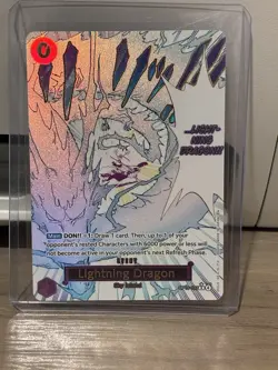 One Piece OP15-077 Lightning Dragon Alt Art Parallel Foil Holo NM/M Pack Fresh - Image 1