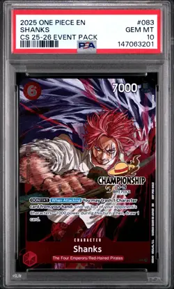2025 ONE PIECE CHAMPIONSHIP CS 25-26 EVENT PACK P-083 SHANKS PROMO PSA 10 GEM MT - Image 1