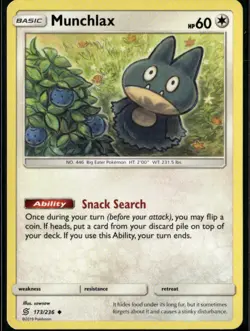 Munchlax Uncommon SM Unified Minds 173/236 Colorless Pokemon Card - Image 1