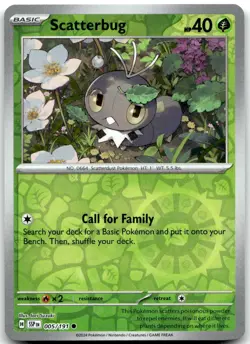 Pokemon Scatterbug Surging Sparks SSP #005/191 Common Reverse Holo NM LOOK! - Image 1