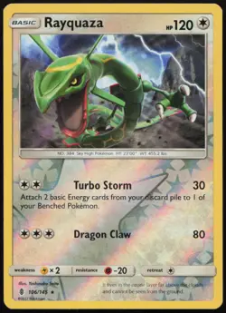 Rayquaza 106/145 LP Guardians Rising Rare Reverse Holo Pokemon - Image 1