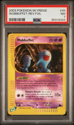 2003 POKEMON SKYRIDGE #45 WOBBUFFET-REVERSE FOIL PSA 7 - Image 1