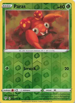 Paras 003/189 Common Darkness Ablaze Pokemon Reverse Holo Near Mint - Image 1