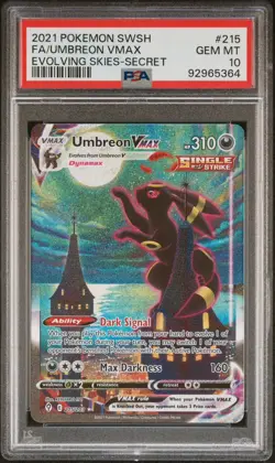 2021 POKEMON SWORD & SHIELD EVOLVING SKIES #215/203 UMBREON SECRET VMAX PSA 10 - Image 1