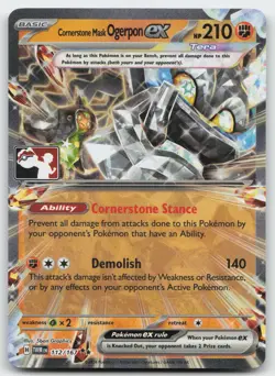 Cornerstone Mask Ogerpon ex Prize Pack Series Cards 112/167 Double Rare Fighting - Image 1