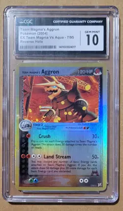 CGC 10 Team Magma's Aggron, Pokemon EX Team Magma vs Aqua 7/95 Reverse Holo 2004 - Image 1